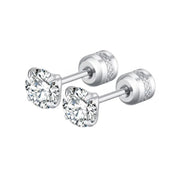 4 Prong CZ Zircon Stud Earrings — Cartilage Screw Back Piercing