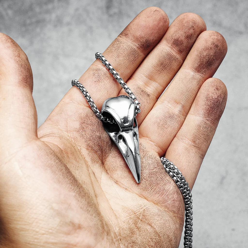 Crow Skull Pirate Pendant Necklace — Stainless Steel