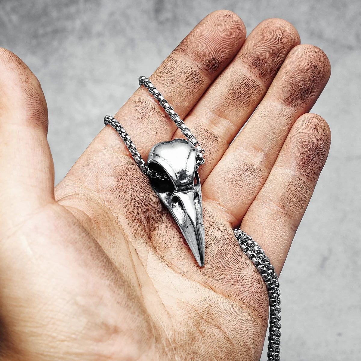 Crow Skull Pirate Pendant Necklace — Stainless Steel