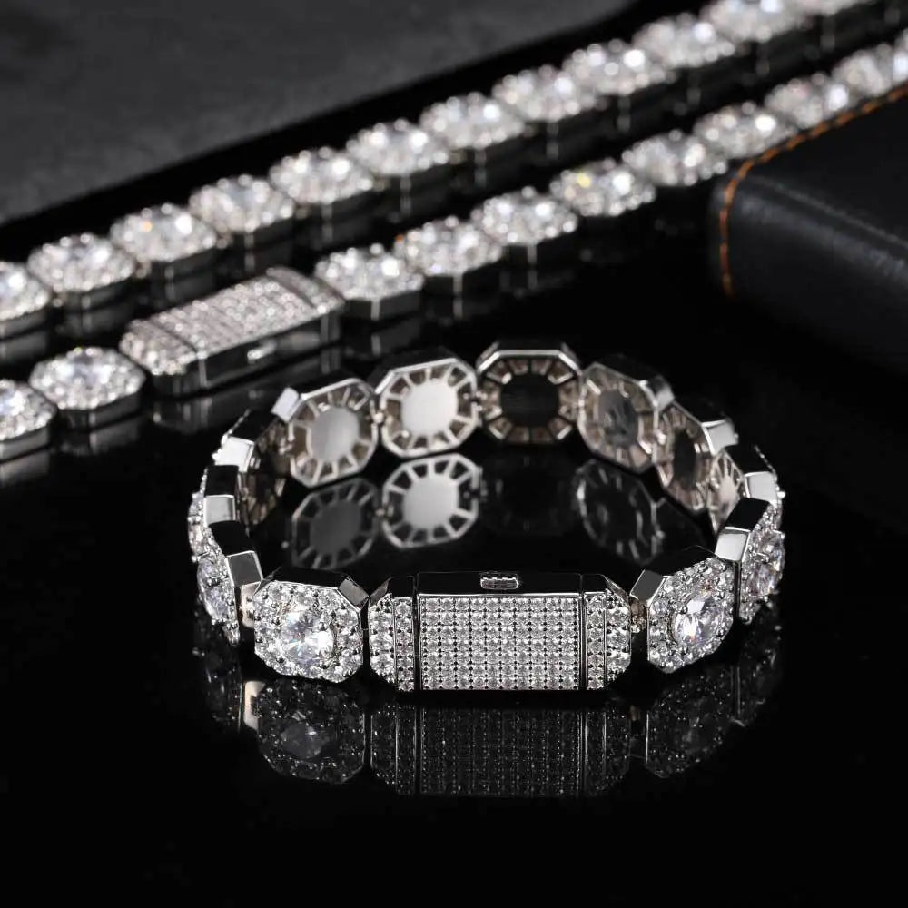 TBCYD 4-6.5mm Full Moissanite Iced Tennis Bracelet for Men Women 925 Silver Square Cuban Link  Hip Hop Plated 18k Luxury Jewelry