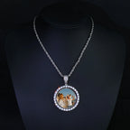 HHIOK Customized Necklaces Circle Chain Picture Personalized Diamond Memory Pendant with Photo Wing Design Gift for Men