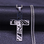 Christ Jesus Cutout Pendant Necklace — Stainless Steel Box Chain