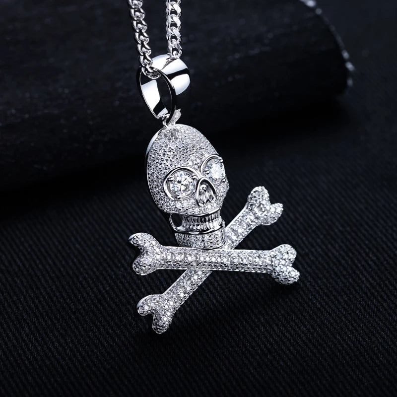 Iced Out Skull Pendant — 925 Silver