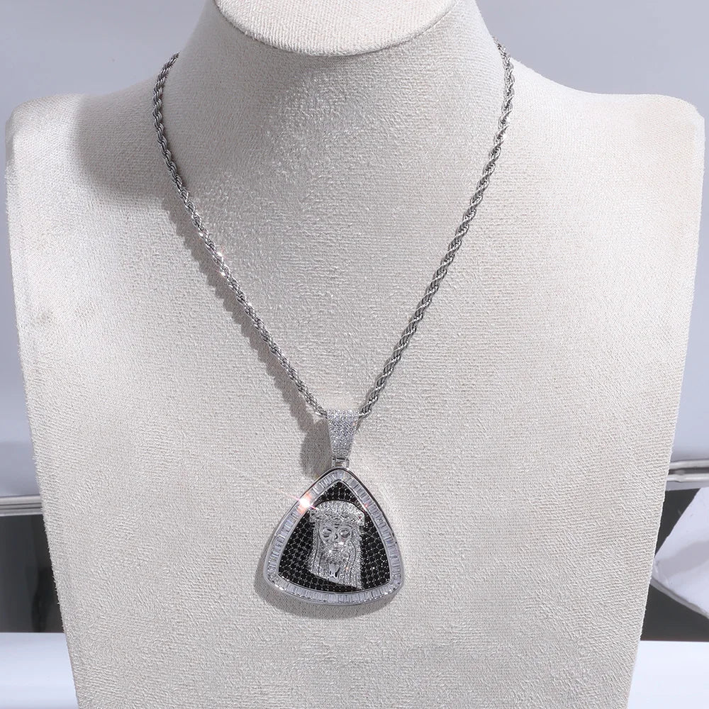 Iced Out Jesus Head Pendant Necklace CZ
