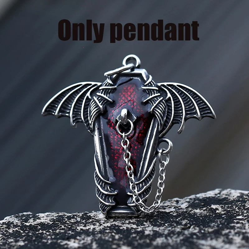Gothic Bat Stainless Steel Pendant Necklace