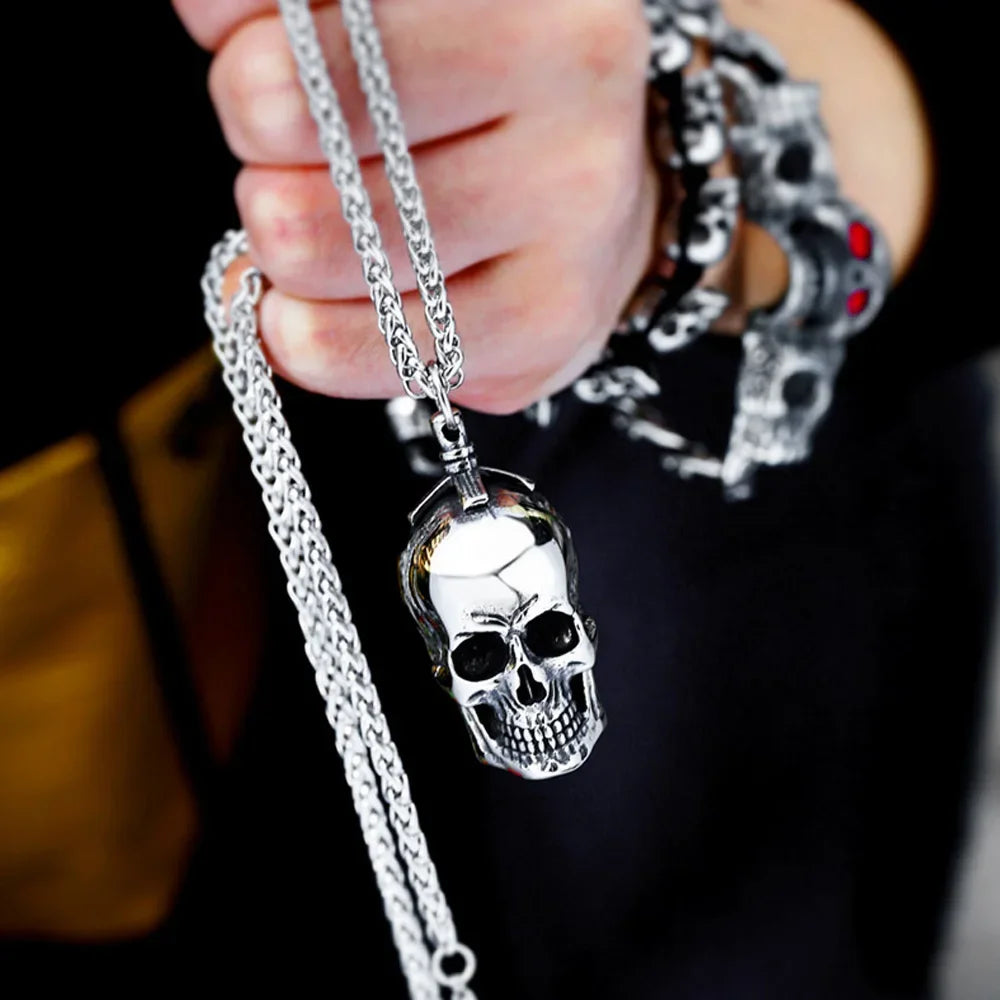 3D Gothic Skull Pendant Necklace — Stainless Steel