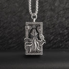 Sun Hugging Moon Round Pendant — Stainless Steel