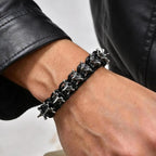 Rock Punk Dragon Spine Woven Bracelet for Men Boys,11MM Width Vintage Woven Metal Bracelet,Jewelry Gift for Him