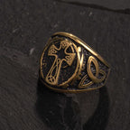 Valily Men's Celtic Knot Ring Stainless Steel Punk Silver Cross Jewelry