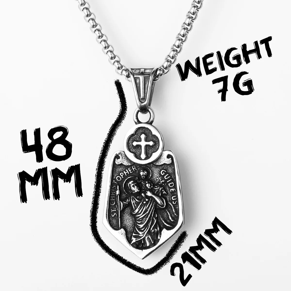 Cross Shield Pendant — Stainless Steel