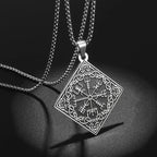 Vegvisir Nordic Rune Compass Pendant Necklace — Zinc Alloy