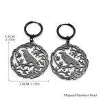 Tree Of Life Steel Earrings Gothic Crow Bird Dangle