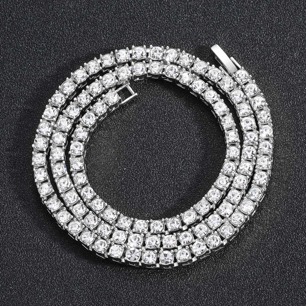 Iced Out Tennis Chain Bracelet 5mm — Silver