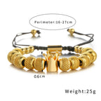 Simple Crown Royal Charm Men Women Bracelets Bangles Copper Charm Beads Braiding Crown Bracelet Jewelry Gift