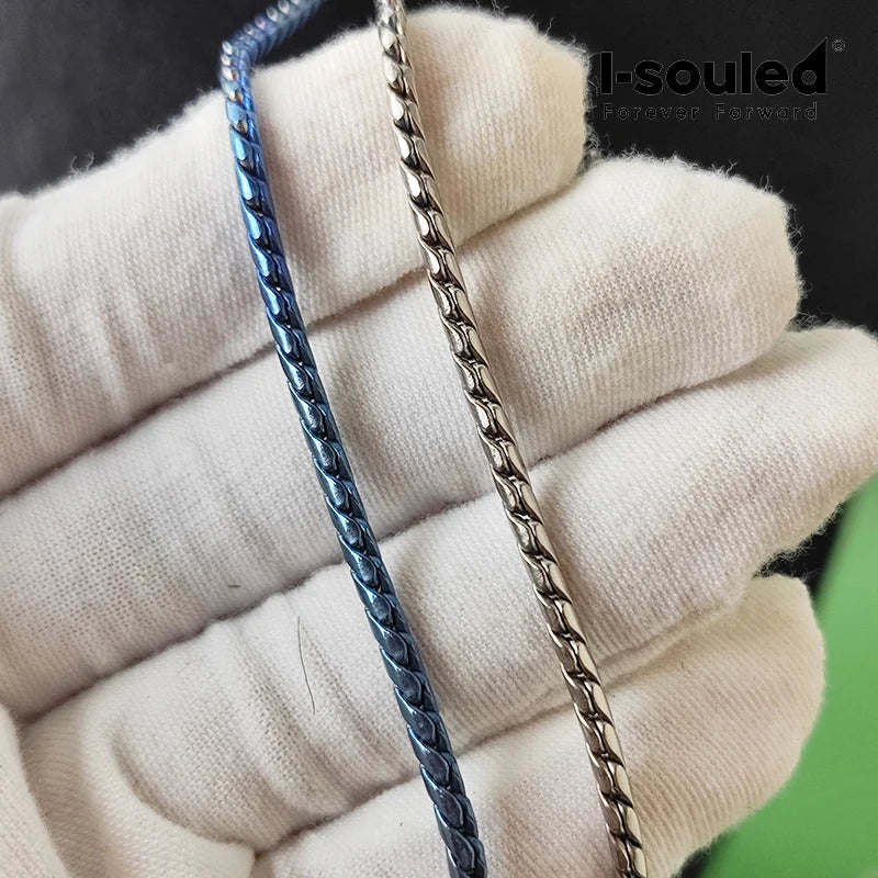 Pure Titanium Twisted Rope Chain Necklace 2.5mm Hypoallergenic Unisex Fashion