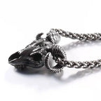 Vintage 316L Stainless Steel Goat Necklace Hanging Men Chain Street Hip Hop Style Gothic Skull Pendant Jewelry Accessories