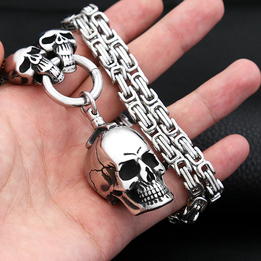 Gothic Skull Steel Pendant Punk Dimensional