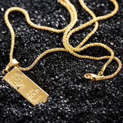 Rectangular Gold-Tone Bar Pendant Necklace — Stainless Steel