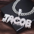 ICE CHARMI Custom Drop Water Letter Iced Out Bling CZ Stones Personalized Pendant Niche Necklace Luxury Jewelry Hiphop