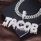 ICE CHARMI Custom Drop Water Letter Iced Out Bling CZ Stones Personalized Pendant Niche Necklace Luxury Jewelry Hiphop