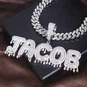 Iced Out Drop Letter Pendant — Rose Gold Custom