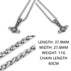Viking Thor Hammer Skull Helmet Pendant Necklace