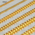 Stainless Steel Chain Necklace for Men Women Curb Cuban Link Chain Gold Color Silver Color Punk Choker Fashion Male Jewelry Gift