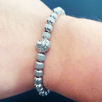 Luxury Lion Charms Man Bracelet For Women Stainless Steel Beaded Jewelry Couple Gift