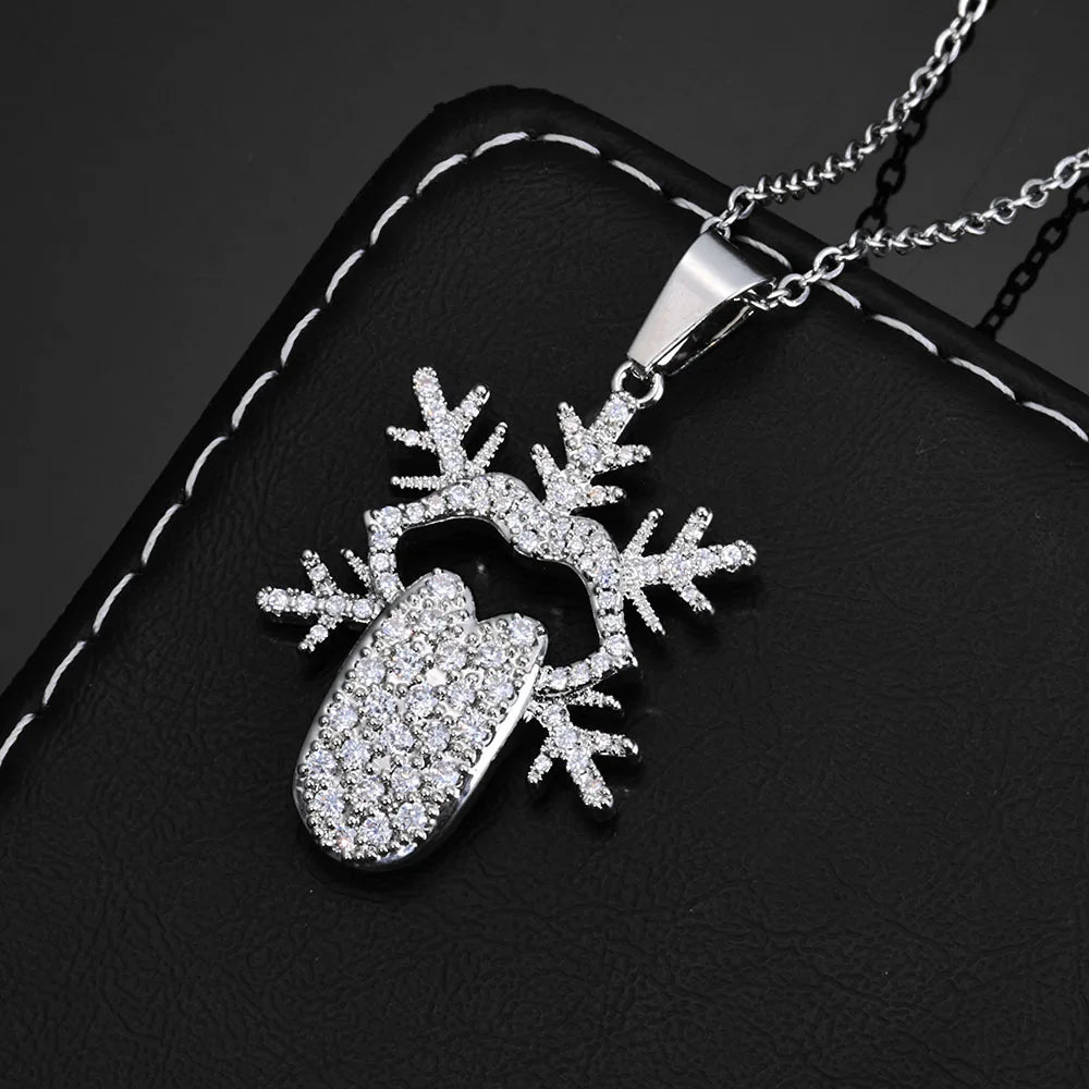 Gold Iced Out Snowflake Pendant Necklace