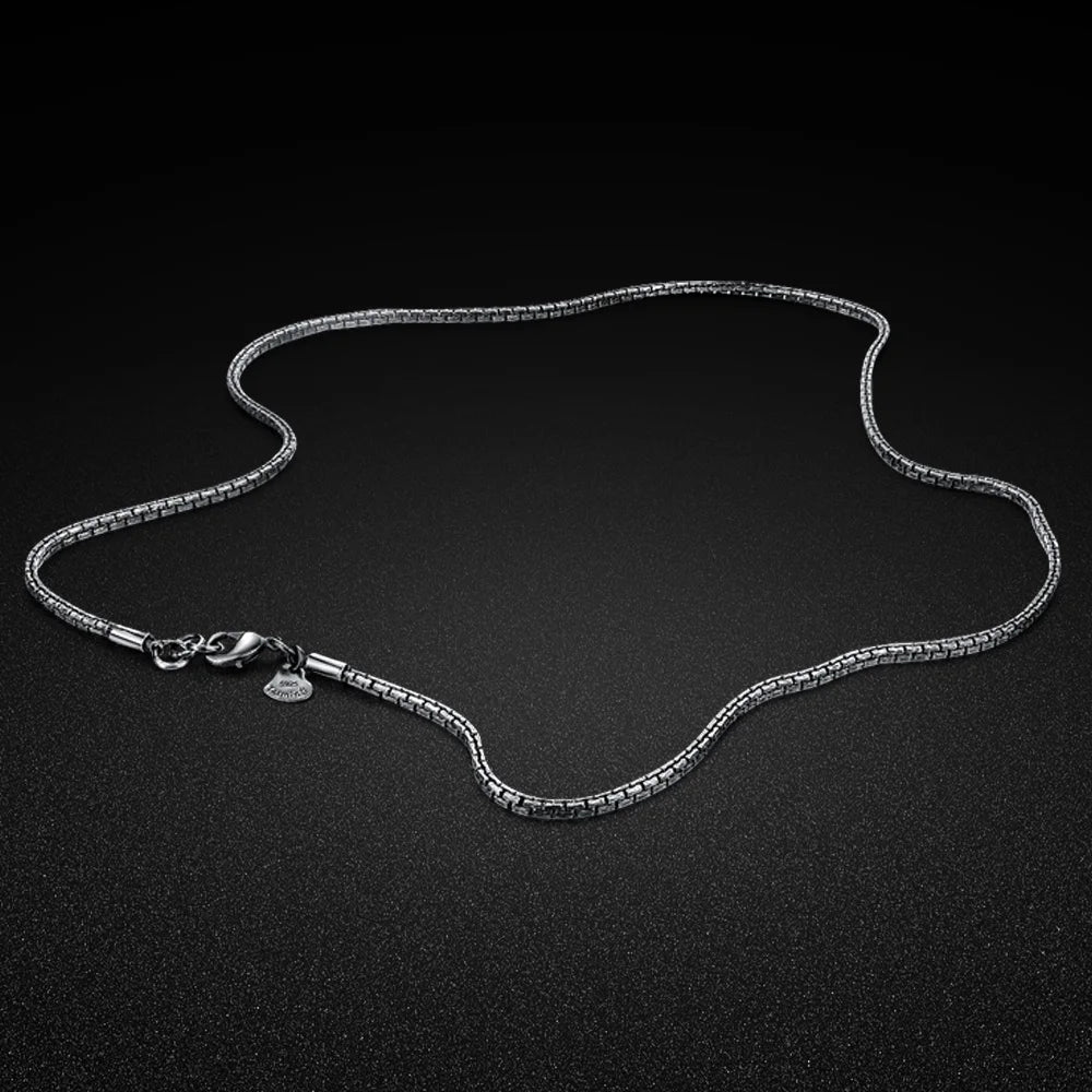Fashion 2mm Box Chain Necklace For Men Women Punk Silver Long Necklace Male Hip Hop Jewelry Gift