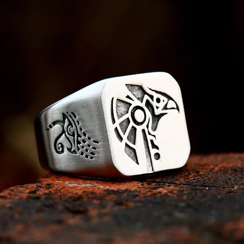 BEIER Stainless Steel Egypt Cross Anubis God Finger Rings For Men Punk Wolf Head Knuckle Ring Statement Retro Jewelry BR8-360