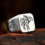BEIER Stainless Steel Egypt Cross Anubis God Finger Rings For Men Punk Wolf Head Knuckle Ring Statement Retro Jewelry BR8-360
