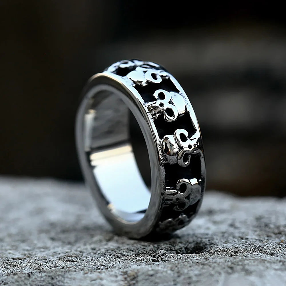 New Gothic 316L Stainless Steel Skull Ring Punk Hip Hop Fashion Skeleton Rings For Men Women Unique Biker Jewelry Halloween Gift