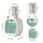 TINSOL USB Mini Air Conditioning Fan, Humidifier Desktop Fan Spray Electric, 1200mAh, Three Gear Air Conditioning