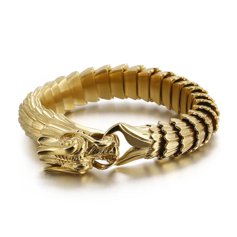 Punk Rock Viking Cuban Curb Bracelet Wrist Men Retro Hiphop Stainless Steel Charm Chain Male Dragon Bracelets Bangle
