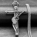 Cross Jesus Crucifix Silver Pendant Guitar Punk