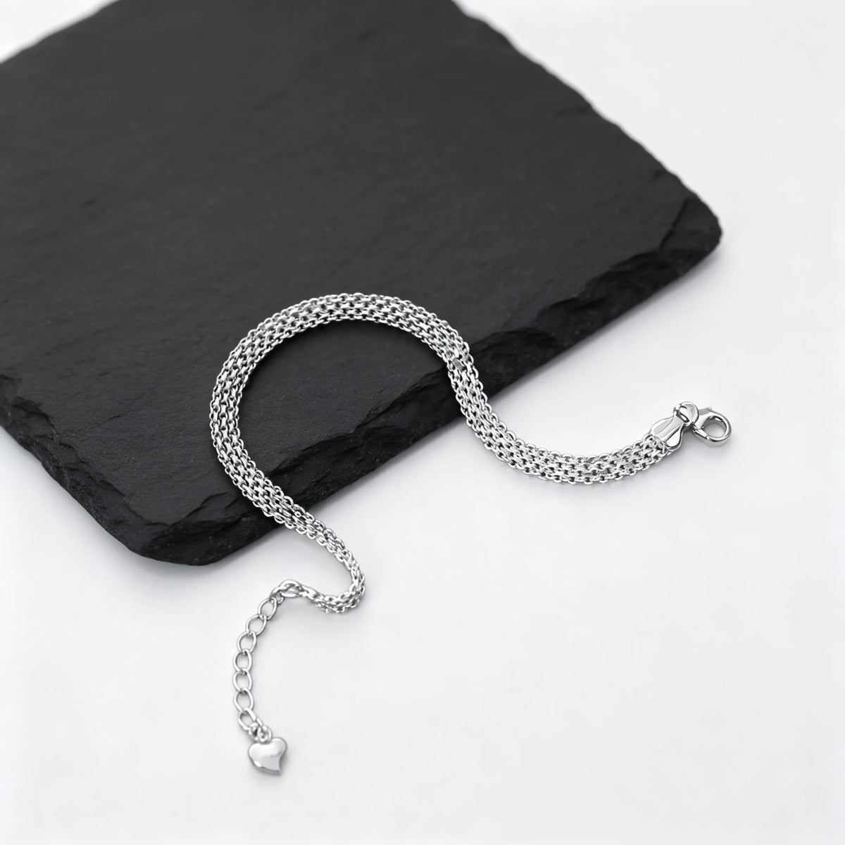 Trend Mesh Chain Bracelet for Men,Silver Color Adjustable Link Wristband,Hip Hop Punk Jewelry Gift