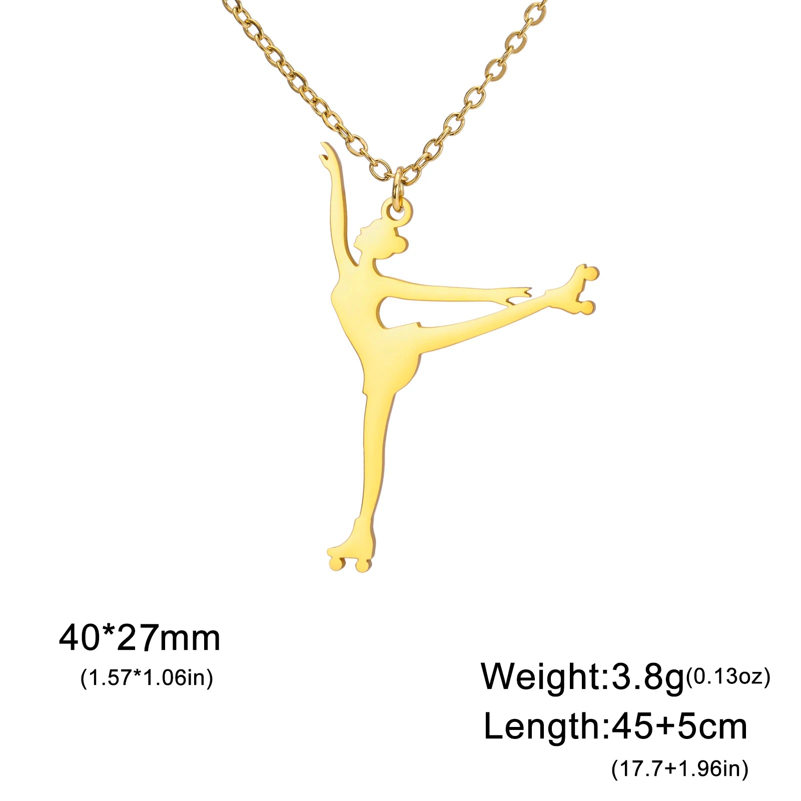 Ice Skater Charm Necklace — Stainless Steel