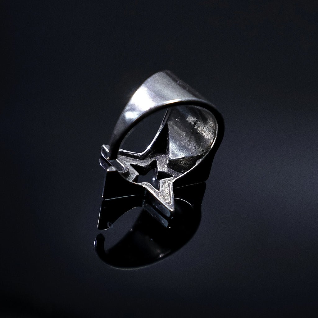 LENNIK "Nyota" Star Ring Adjustable S925 Wrapped Gothic Punk Edgy Jewelry for Men Women Retro Accessories Unisex