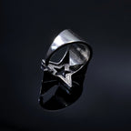 LENNIK "Nyota" Star Ring Adjustable S925 Wrapped Gothic Punk Edgy Jewelry for Men Women Retro Accessories Unisex