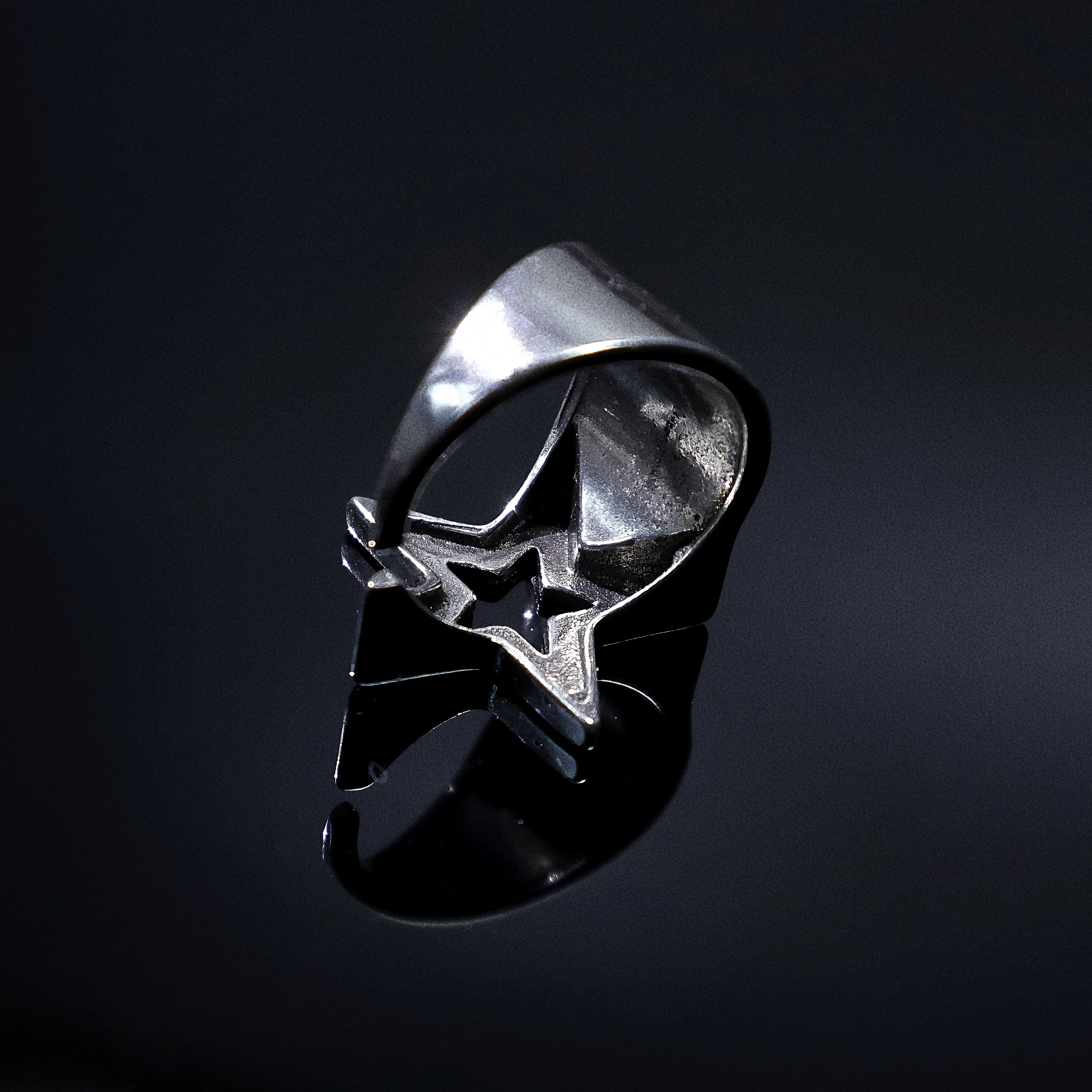 LENNIK "Nyota" Star Ring Adjustable S925 Wrapped Gothic Punk Edgy Jewelry for Men Women Retro Accessories Unisex