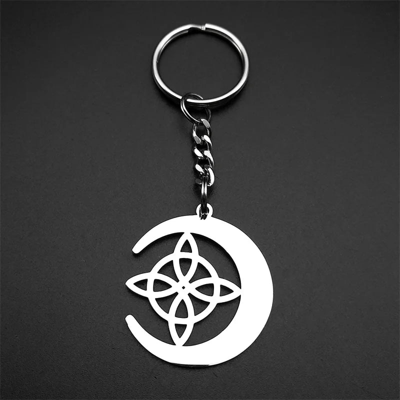 Celtic Steel Ring Crescent Irish Knot Key Witch