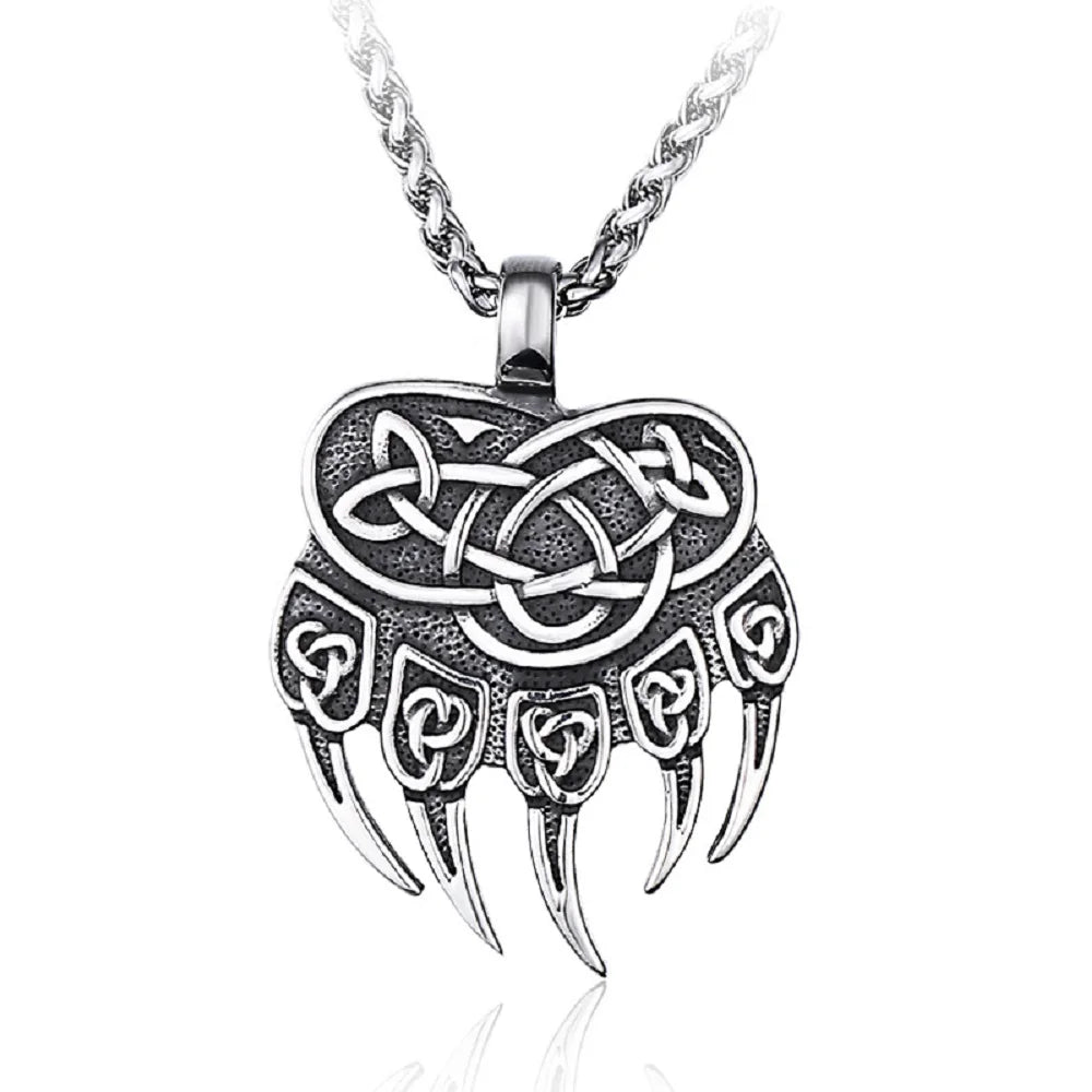 Viking Steel Pendant Vintage Unique Bear Claw