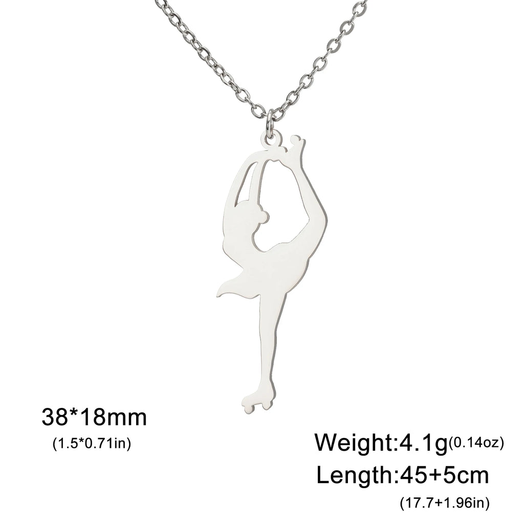 Ice Skater Charm Necklace — Stainless Steel