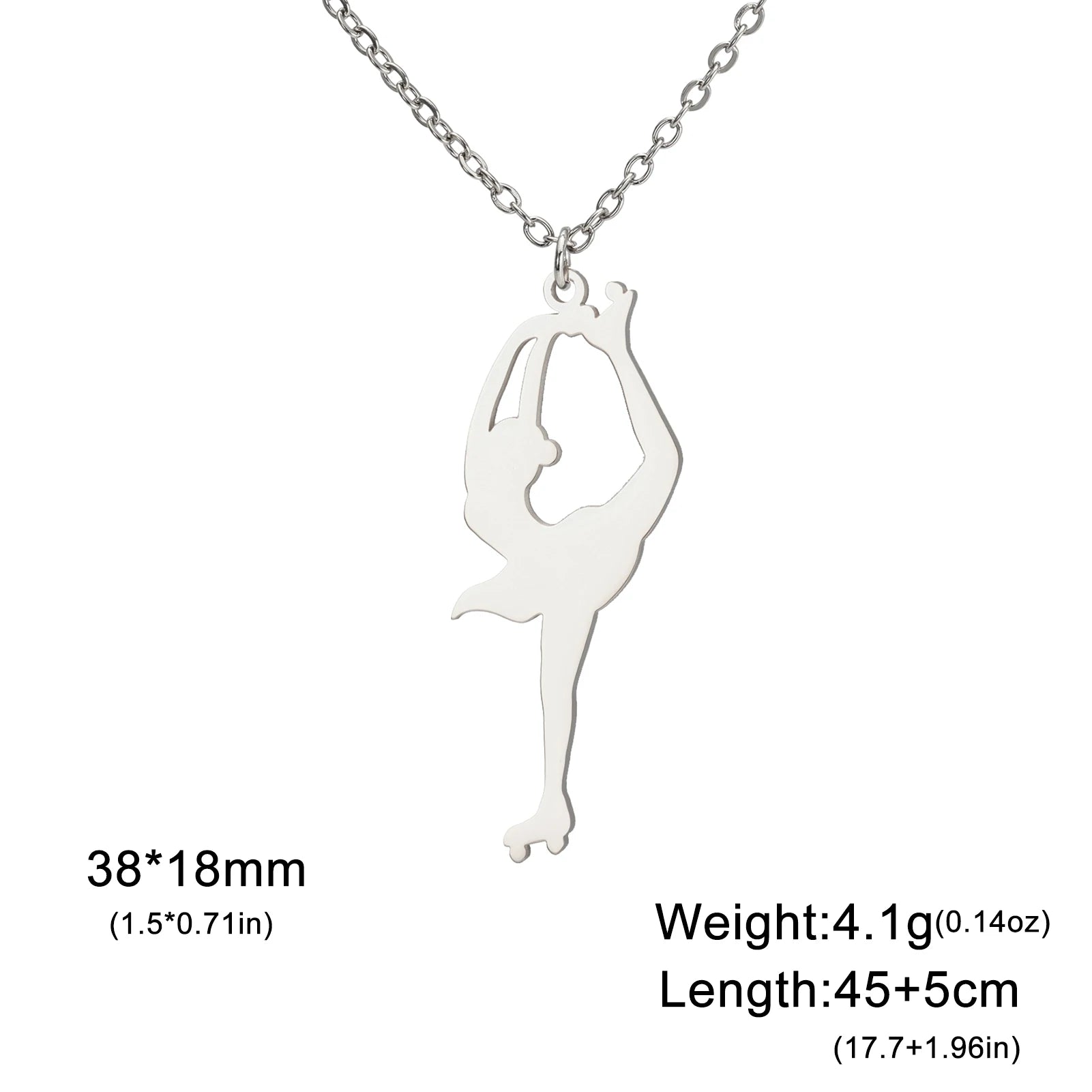 Ice Skater Charm Necklace — Stainless Steel