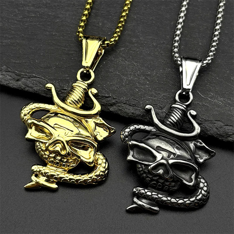 Skull Two-Tone Pendant Dark Snake Punk Party