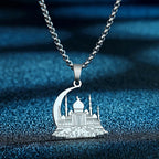 Islamic Mosque Crescent Moon Pendant Necklace — Stainless Steel