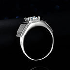 Men's Solid and Bold Boss Ring - 2 Carat Moissanite, Crafted in PT950 Platinum, Exquisite Diamond Design