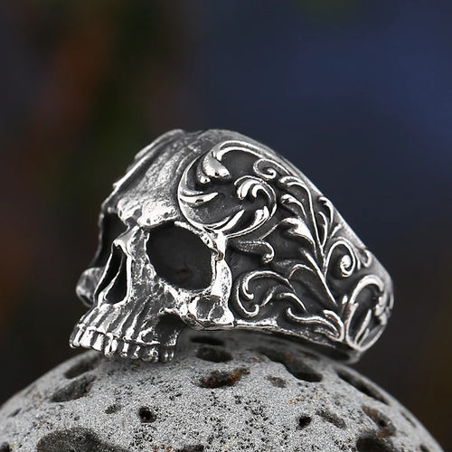 Classical Skull Pattern Ring — Stainless Steel
