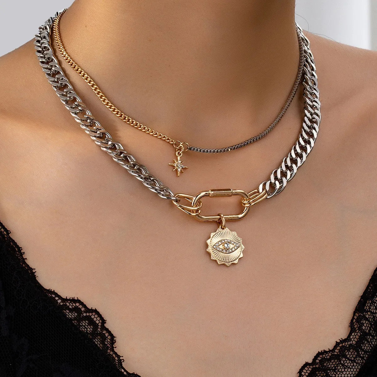 Devil's Eye Multi-Layer Chain Necklace